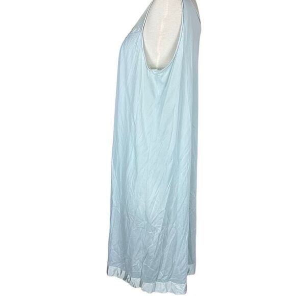 Vintage 80s Vanity Fair Blue Nightgown Lingerie Slip Dress Babydoll Size Medium - Picture 4 of 10